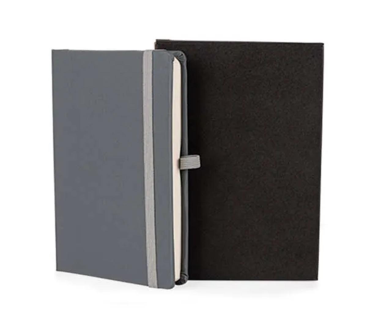 Caderneta Capa Dura Cinza Sem Pauta 12,2x17Cm 80 Folhas