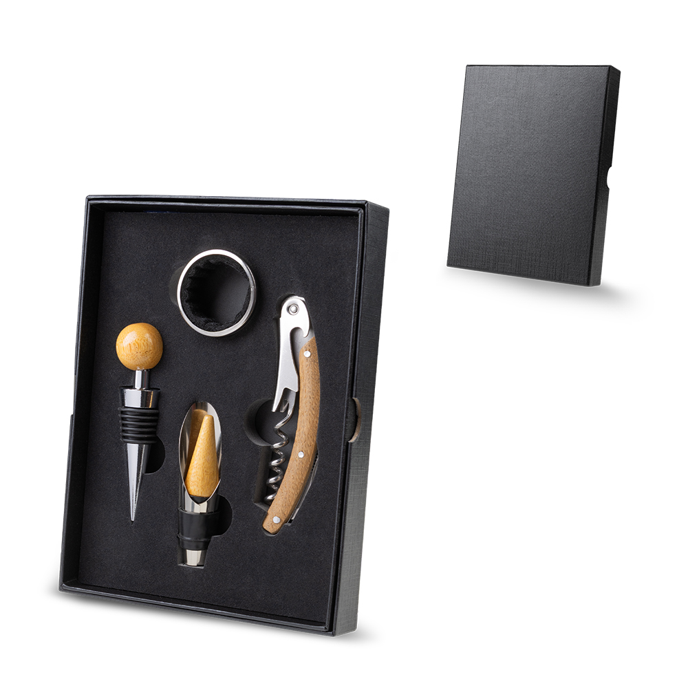 Kit Vinho Metal e Bambu 21cm
