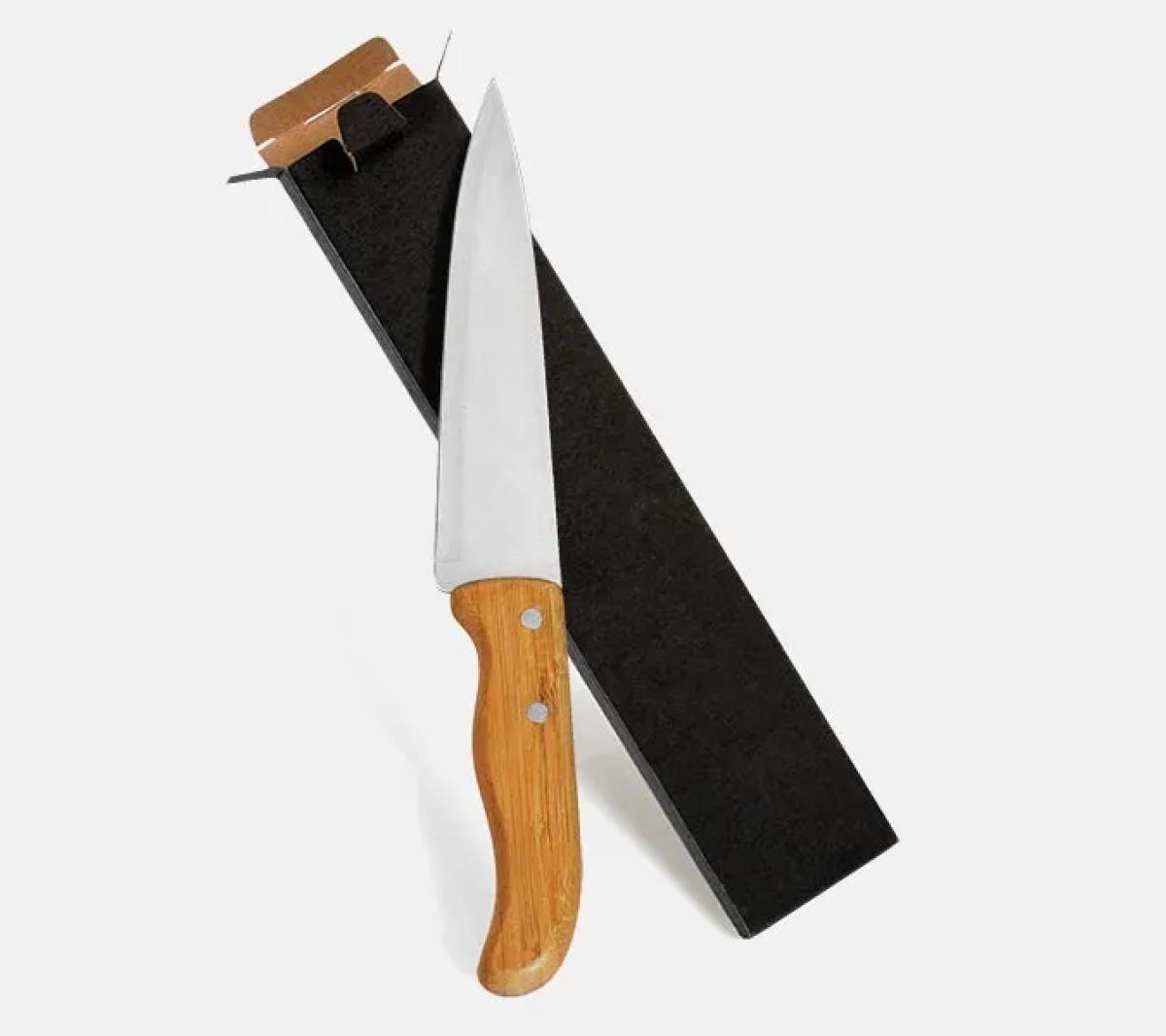 Faca para Cozinha Inox e Bambu 7''
