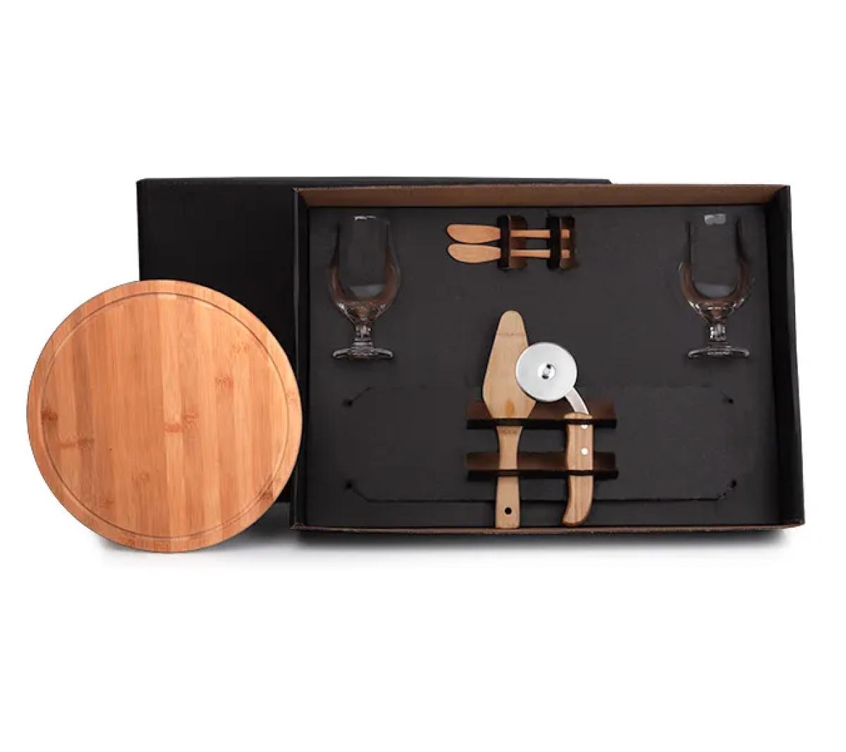 Kit para Pizza e Cerveja Bambu 9 Peças