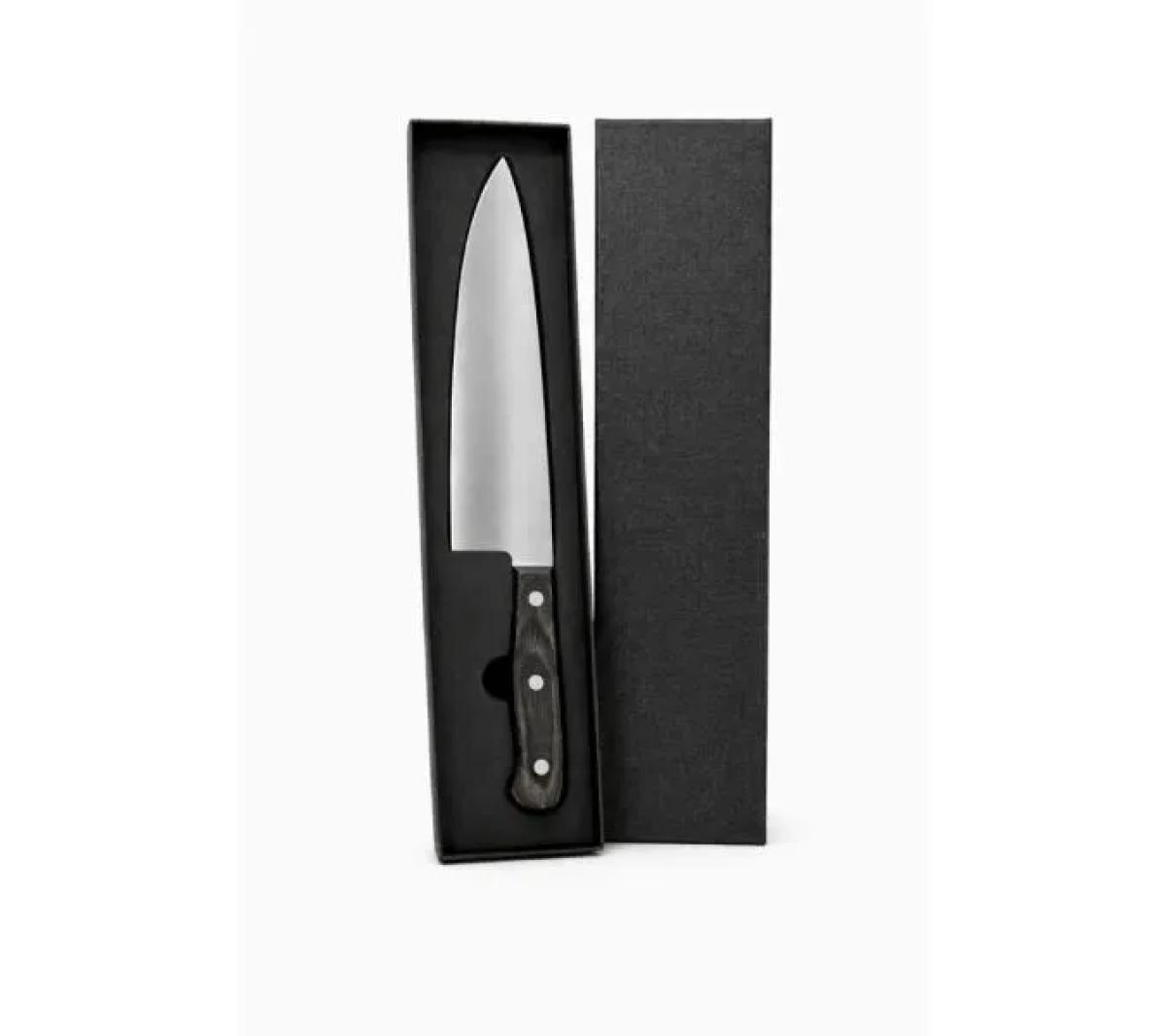 Faca de Chef em Madeira e Inox Preta