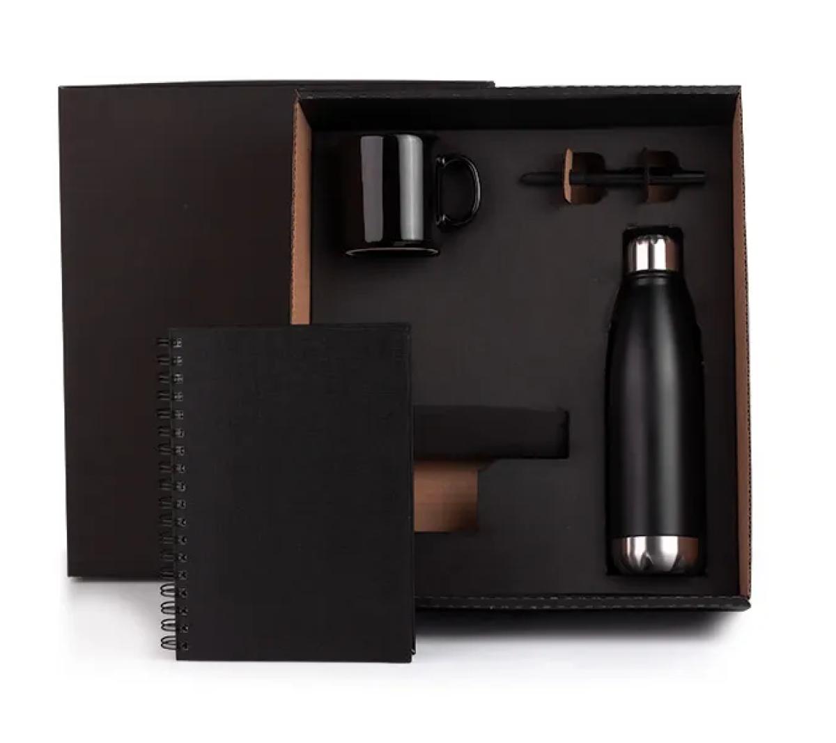 Kit Caderno Capa Dura e Acessórios 4 Pçs Inox