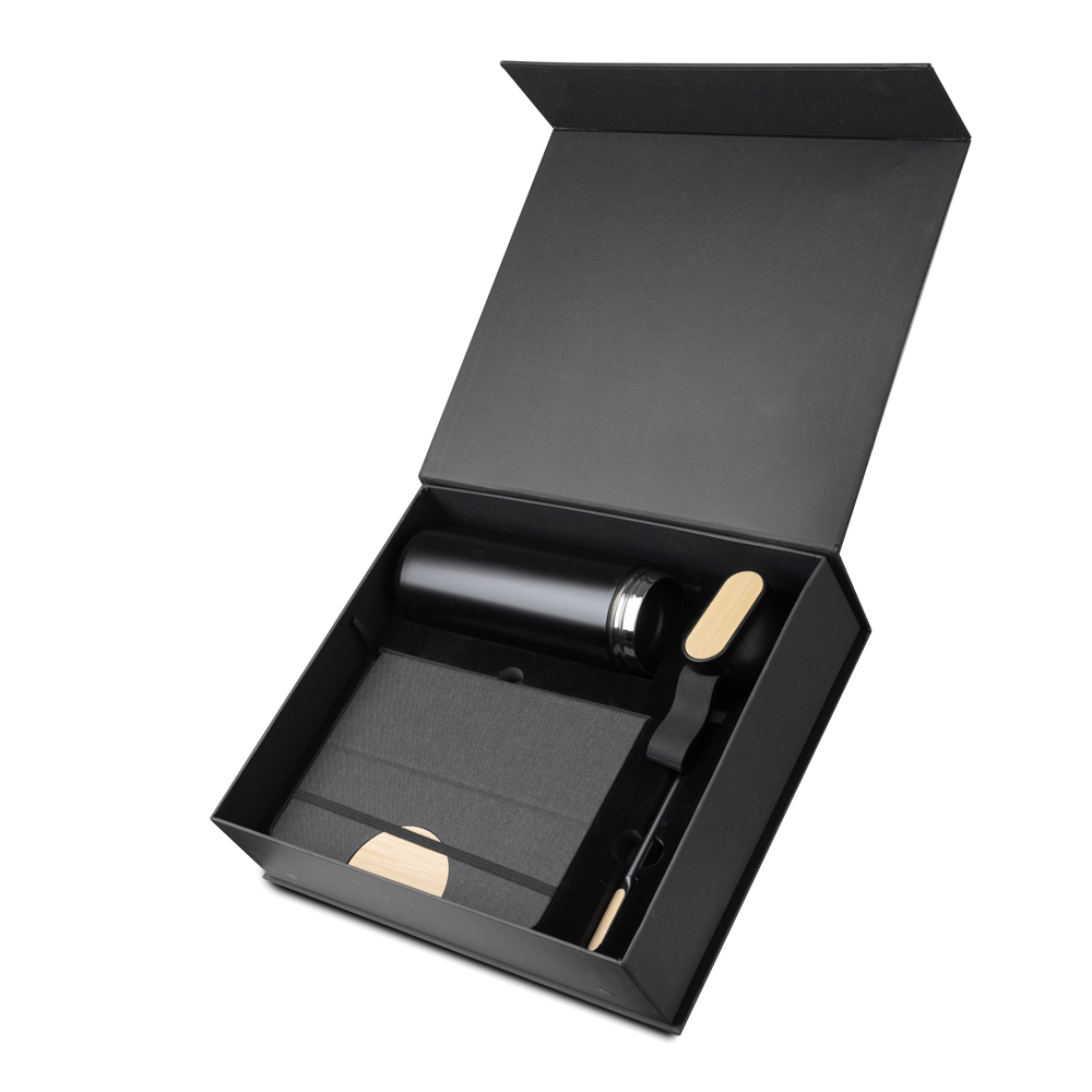 Kit Escritório Caderno A5 RPET e Garrafa Térmica 600ml 80 Folhas