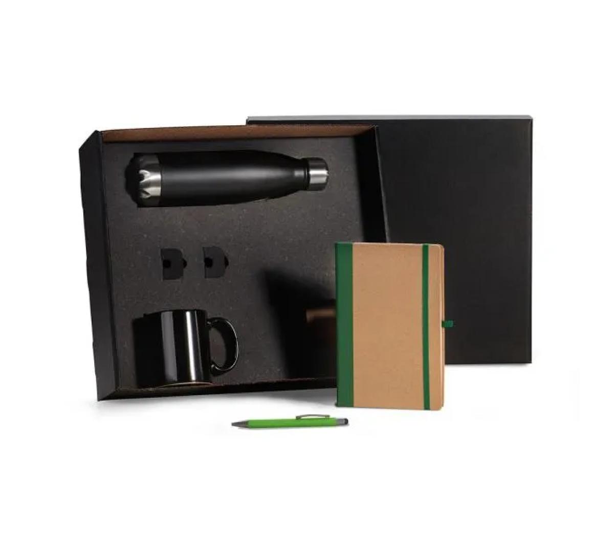 Kit Escritório Verde 4 Peças Inox