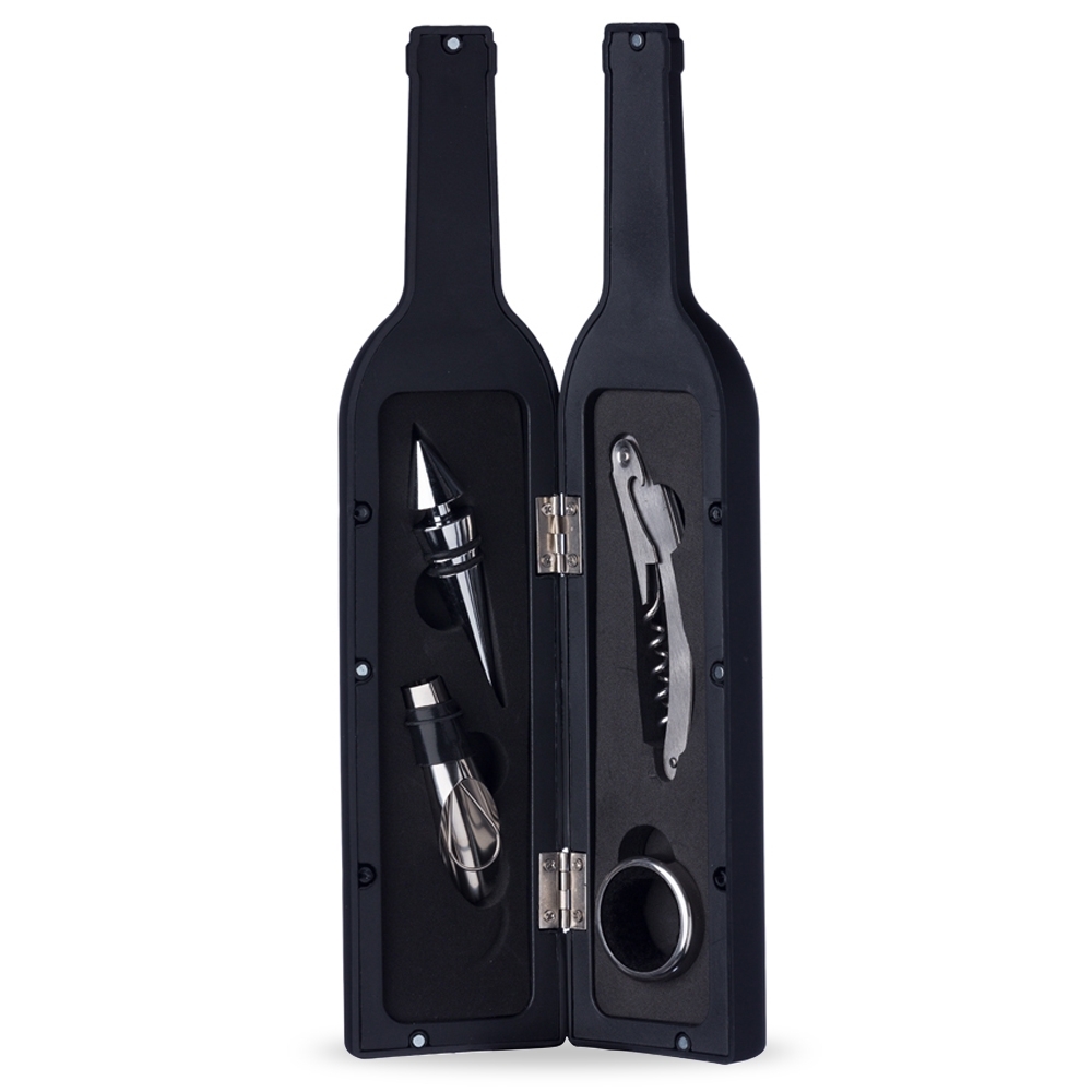 Kit Vinho Plástico Formato Garrafa 4 Peças 32,4x7,2cm