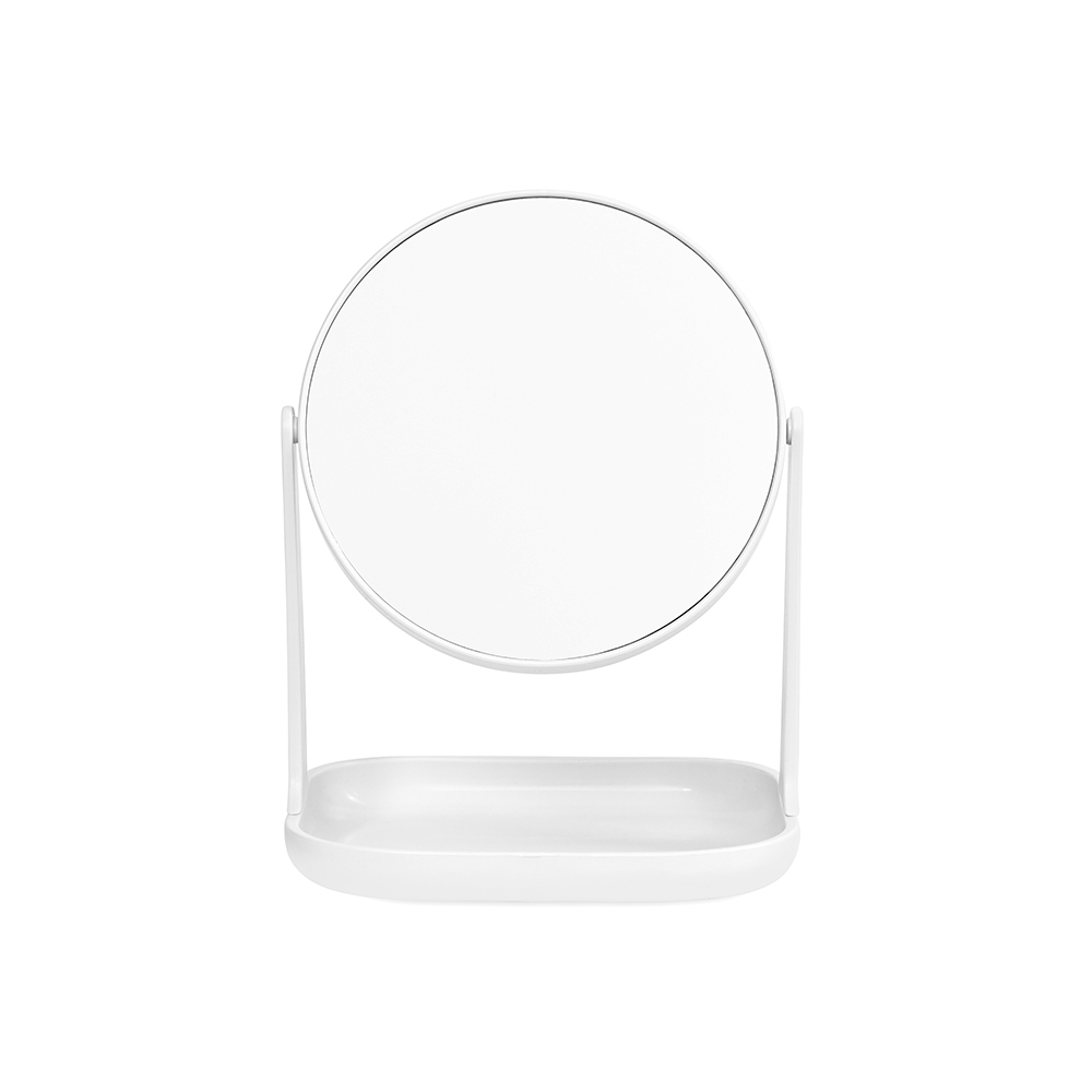 Espelho de Mesa Plástico Giratório Dupla Face com Base Organizado