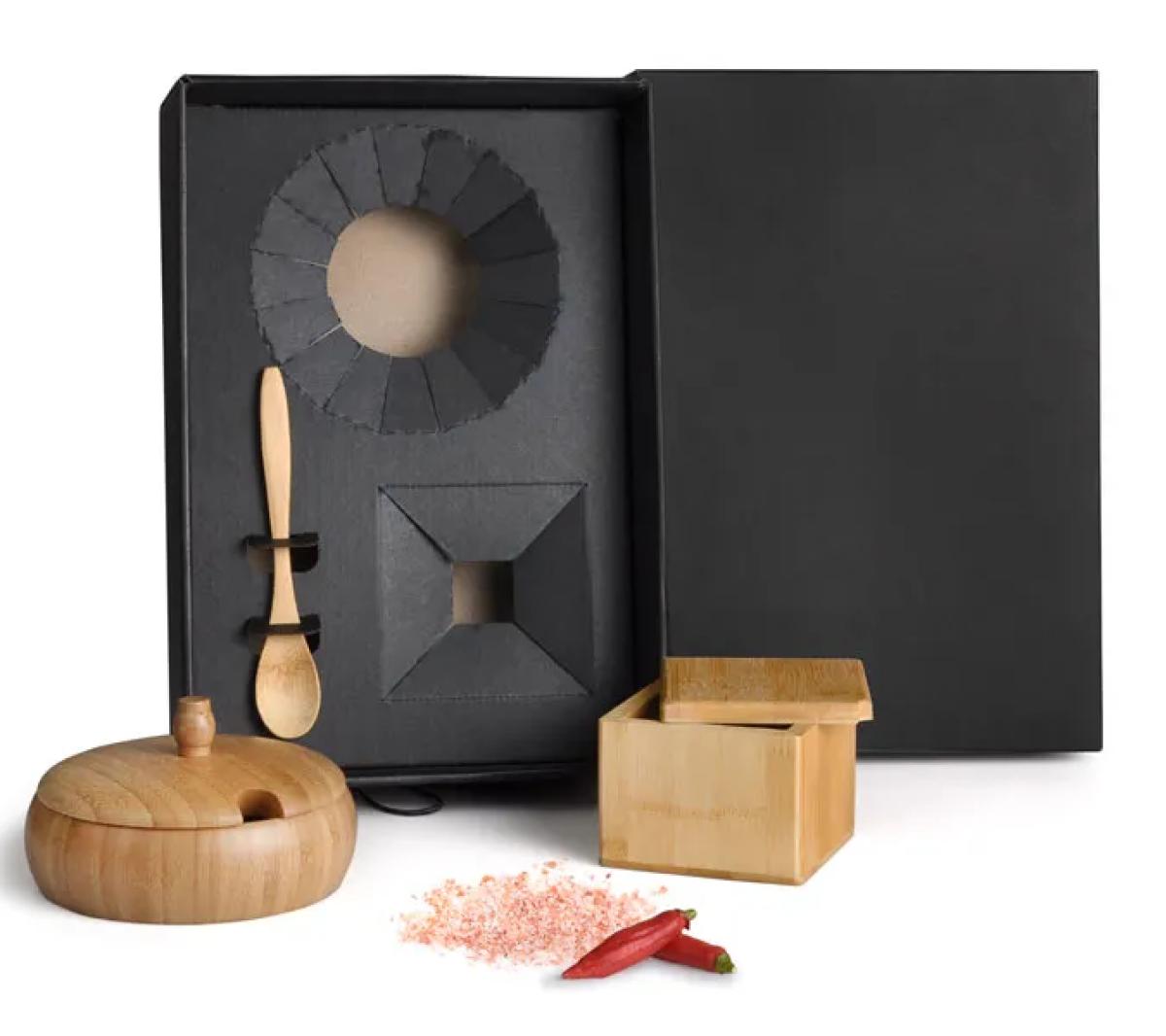 Kit Farinheira e Saleiro Bambu 3 Peças