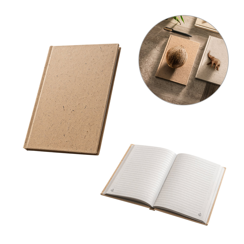 Caderno A5 Capa Dura de Casca de Coco e Algodão Pautado 145x205mm