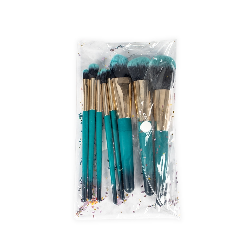 Kit Pincel de Maquiagem Plástico 8 Peças 12,5x23,5cm