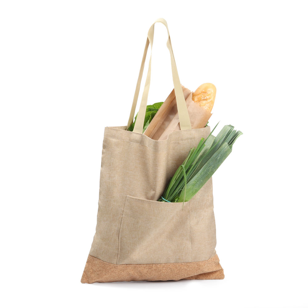 Sacola Tote Canvas com Base em Cortiça 35x38cm
