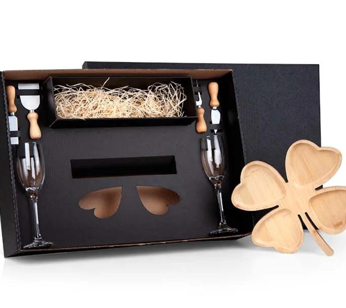 Kit Petisco e Champagne Bambu 7 Peças