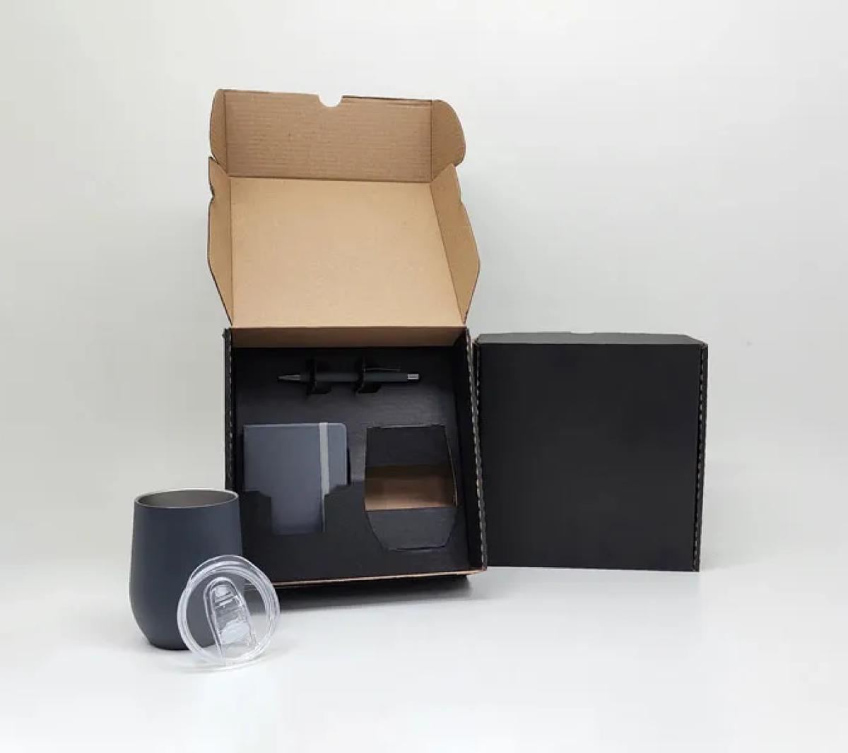 Kit Copo Térmico Inox, Caderno e Caneta
