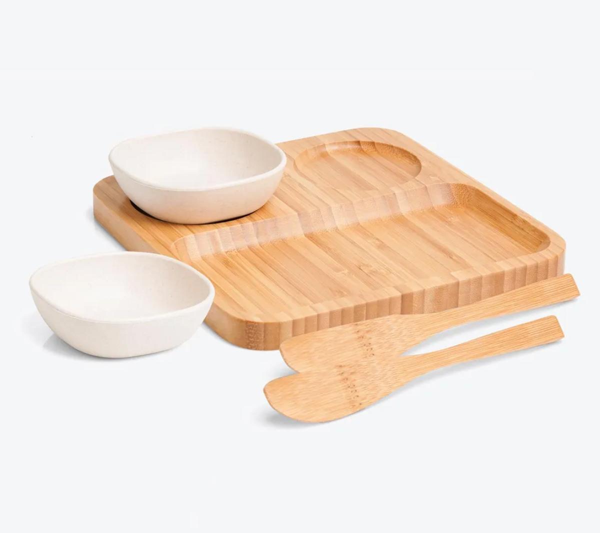 Kit para Petiscos em Bambu e Fibra de Bambu - 5 Pçs