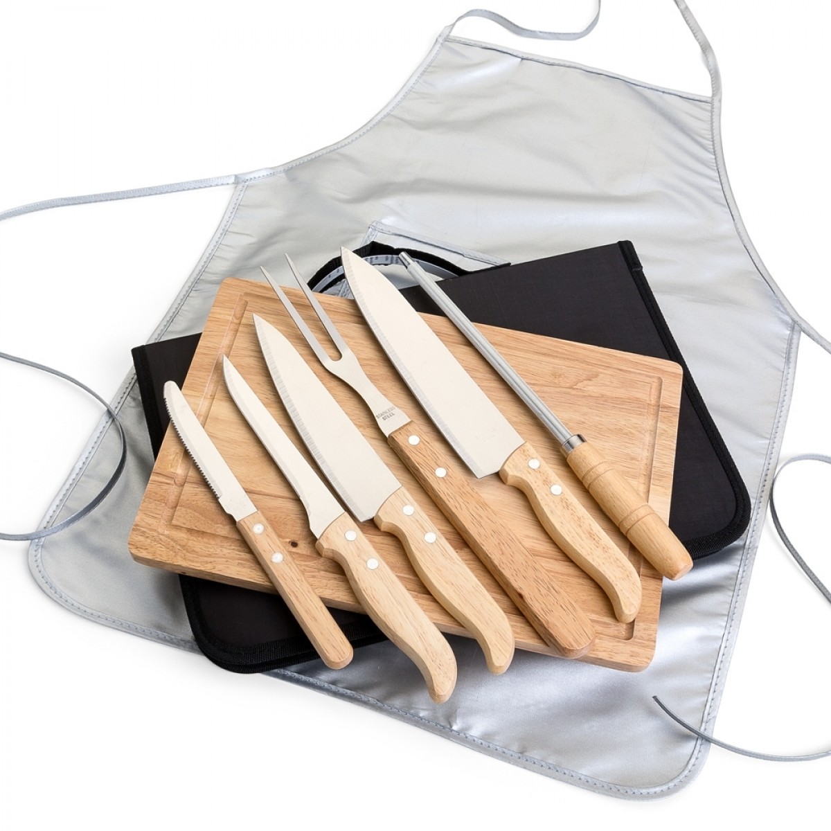 Kit Churrasco 8 Peças Bambu Inox