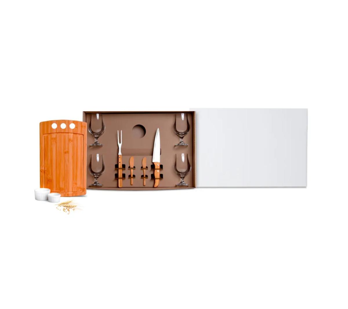 Kit Churrasco Bambu e Inox 11 Pçs