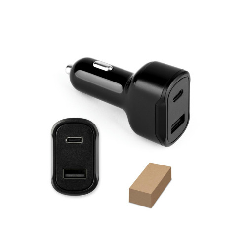 Adaptador de Isqueiro rABS USB-A 18W e USB-C 20W 7,1x4,3cm
