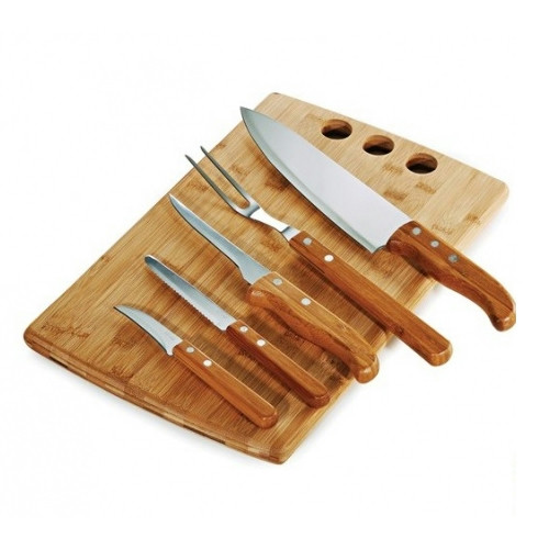 Kit Churrasco em Bambu 6 Peças 37x23cm
