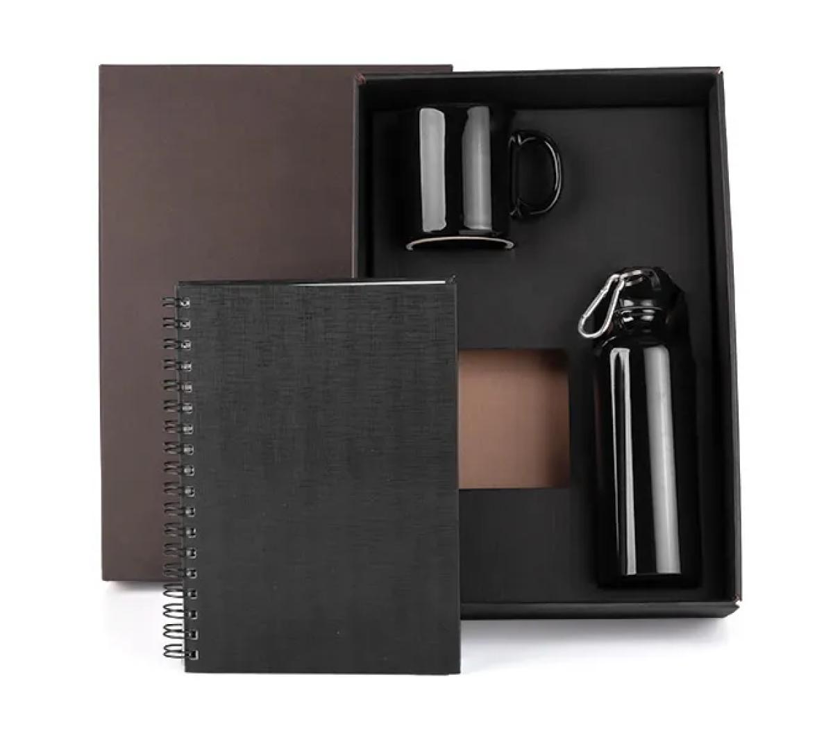 Kit Squeeze Alumínio Caneca Cerâmica Caderno