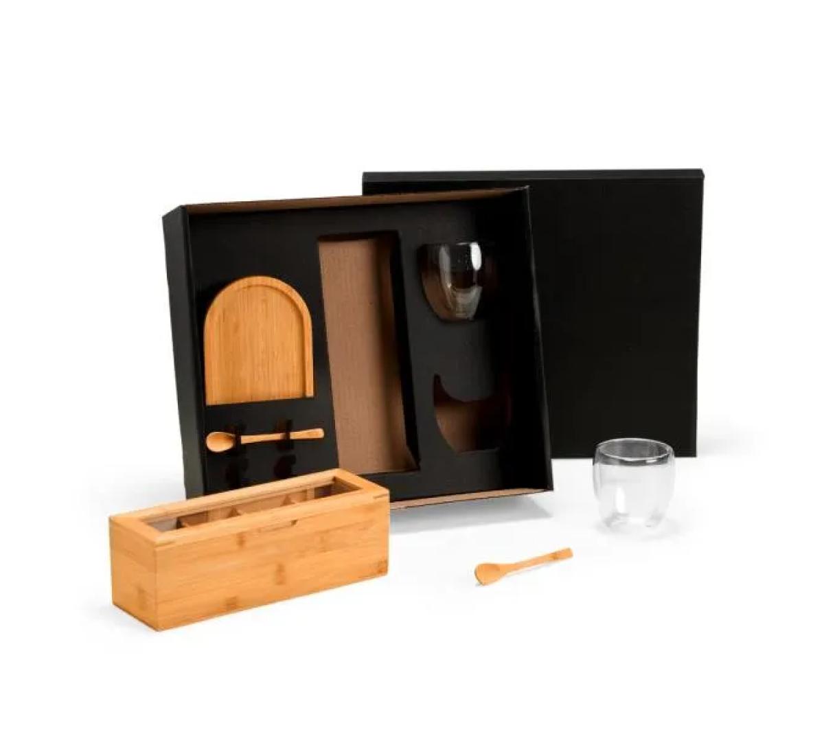 Kit para Chá Bambu com Copos Térmicos