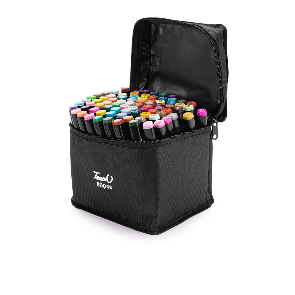 Kit Canetas Marcadoras Nylon Ponta Dupla 80 Cores 16x17cm