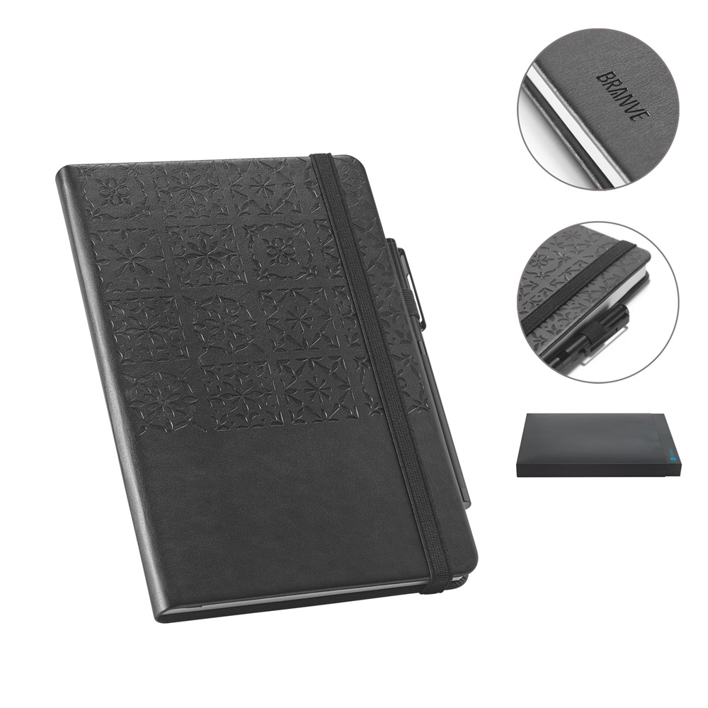 Caderno Couro Sintético A5 128 Folhas Pautadas 140x210mm