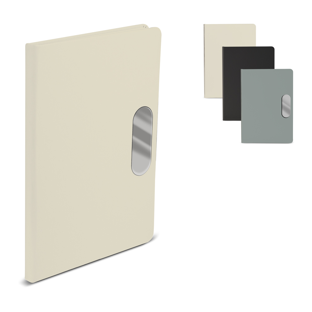 Caderno PU com Placa Metálica 80 Folhas 21x14cm