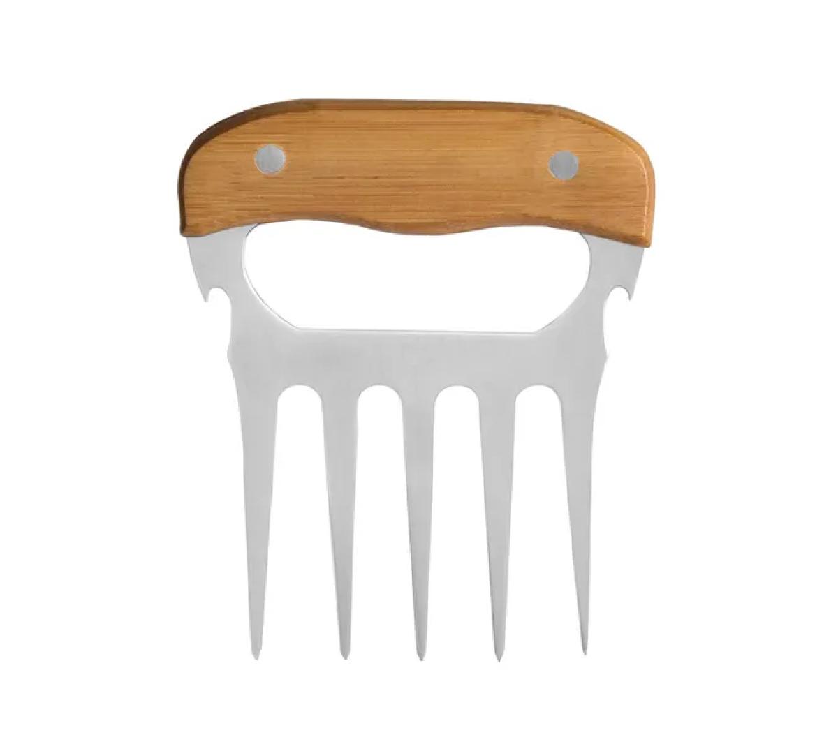 Garfo 5 Dentes com Abridor em Bambu e Inox 11,5x14,5cm