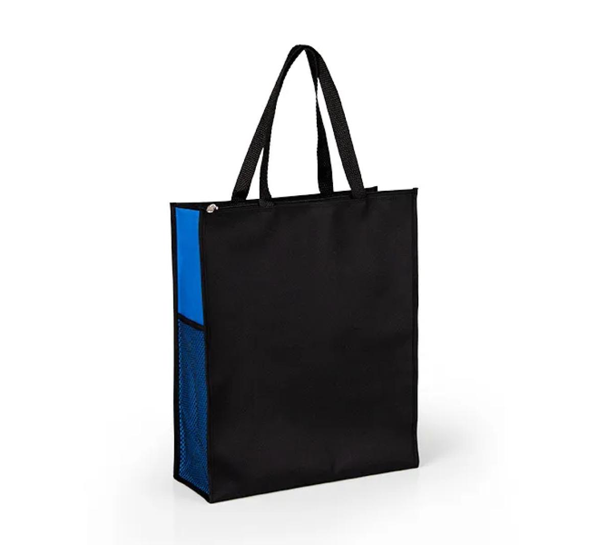 Sacola de Mão em Nylon 600 Preta/Azul Compartimento Duplo