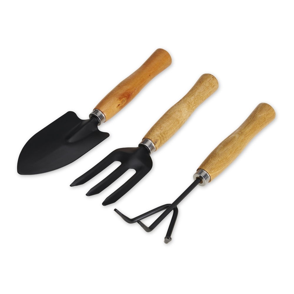 Kit Jardinagem Metal e Madeira 3 Peças