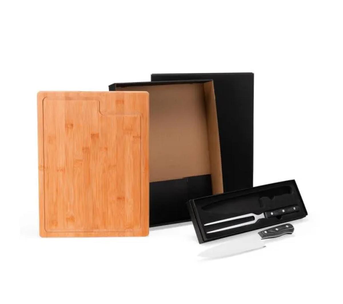 Conjunto Churrasco Bambu, Madeira e Inox 3 Pçs