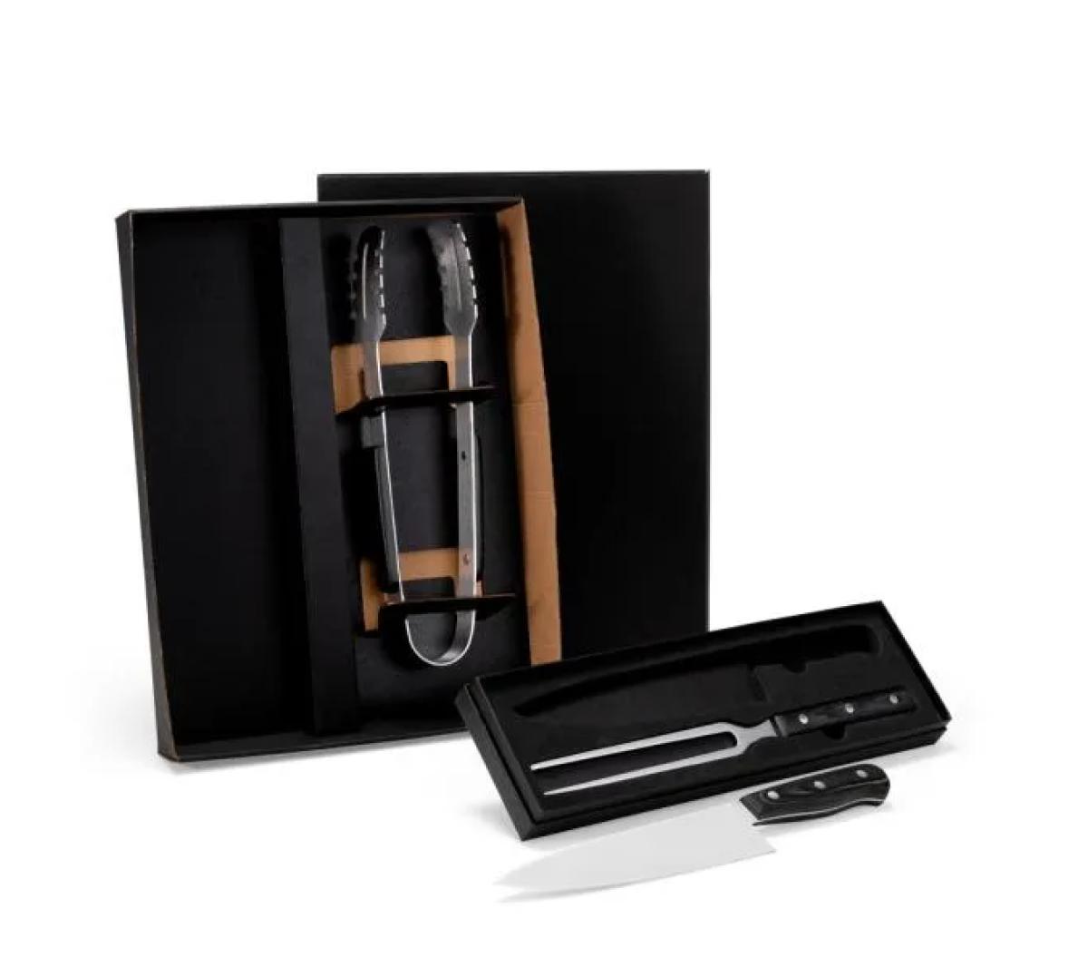 Conjunto Churrasco em Madeira e Inox