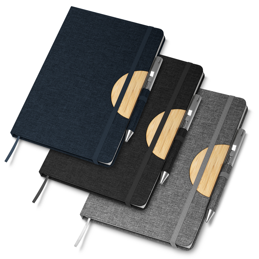 Caderno Capa Tecido com Suporte para Caneta 14x21 80 Folhas