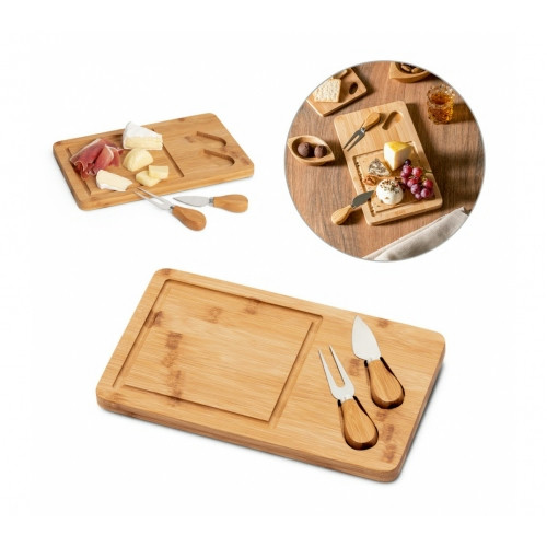 Kit Queijo Bambu com 2 Utensílios 310x180mm