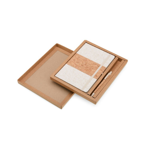 Kit Ecológico Caderneta A5 e Caneta Linho e Cortiça 82 Folhas