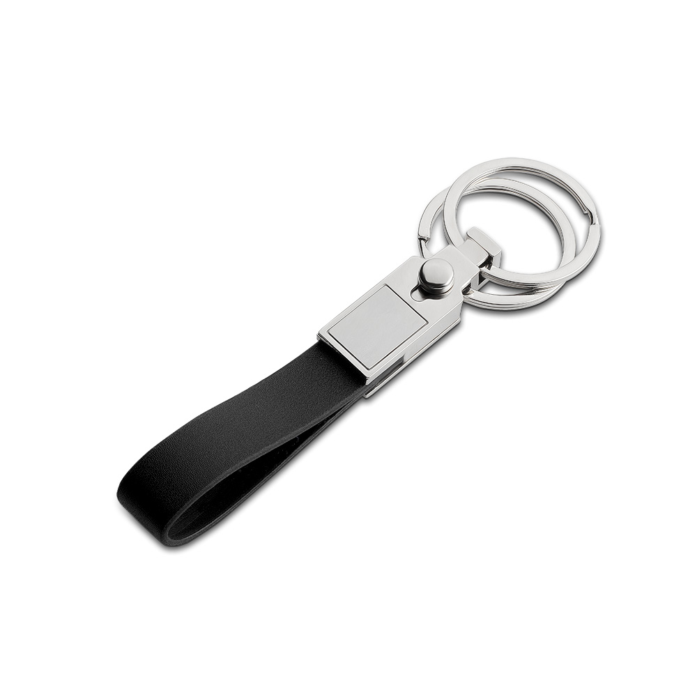 Chaveiro de Metal e Couro Sintético 12,8x3,5cm