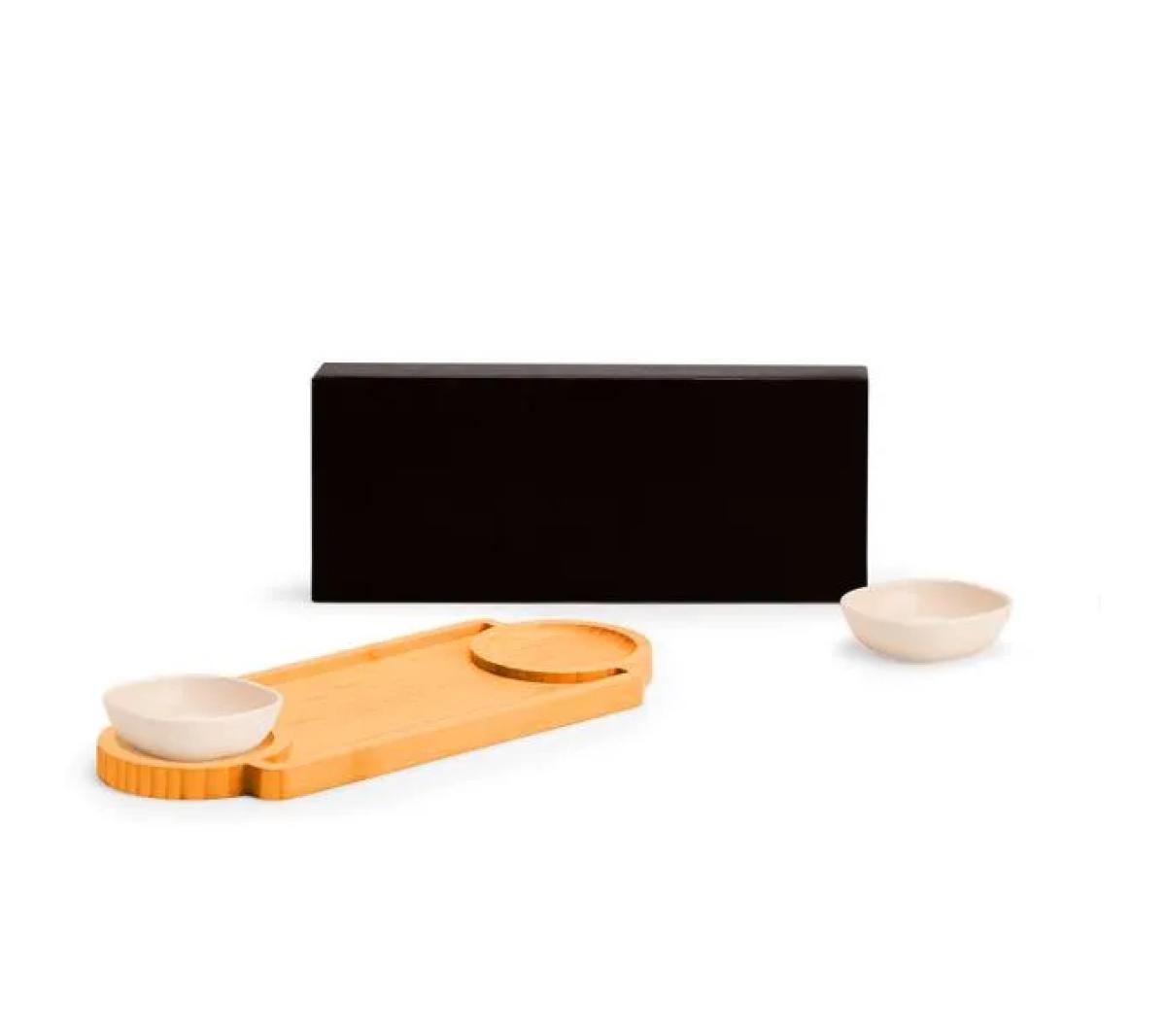 Conjunto para Petiscos em Bambu 3 Peças 33x13,1cm