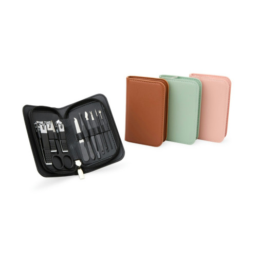 Kit Manicure 10 Peças Couro Sintético 12,7x7,9cm