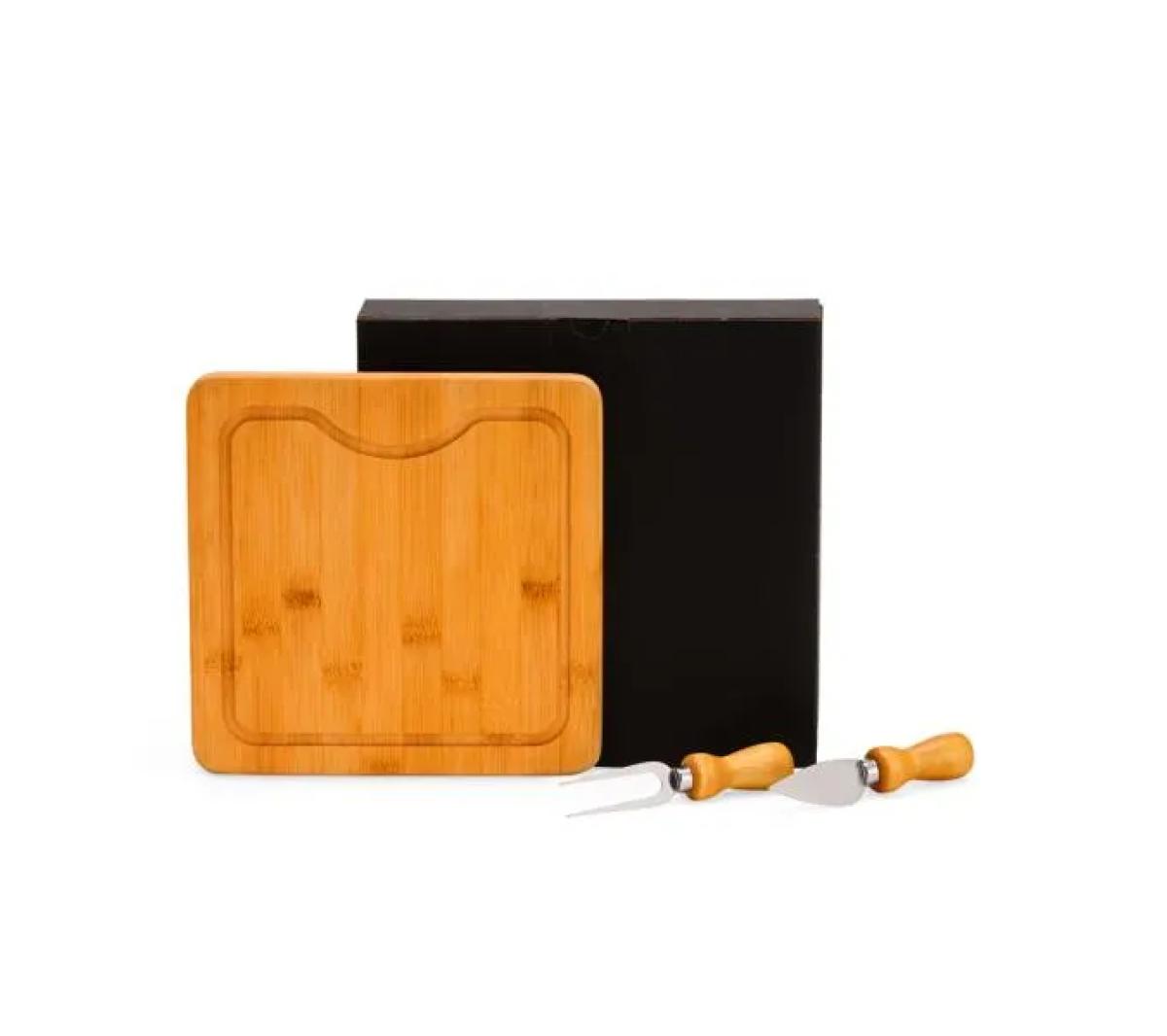 Conjunto para Queijo em Bambu, Madeira e Inox 3 Pçs