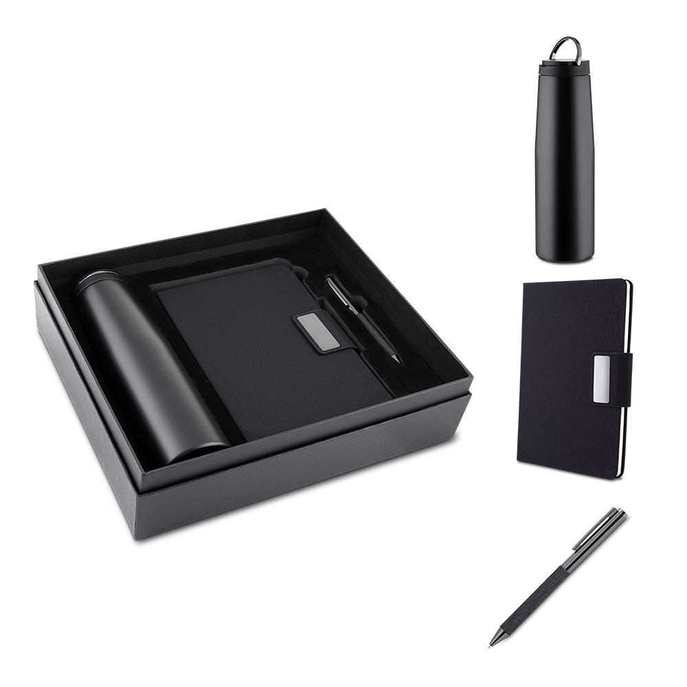 Kit Onboarding Caderno RPET Garrafa Térmica Inox 550ml
