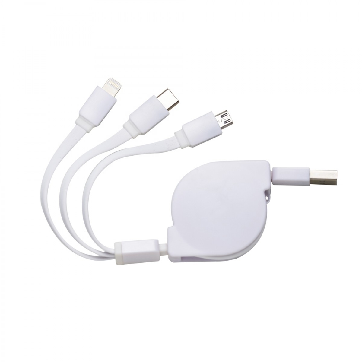 Cabo USB Retrátil de Plástico 3 Pontas