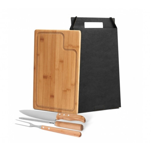Kit Churrasco 4 Peças em Bambu e Aço Inox Personalizado