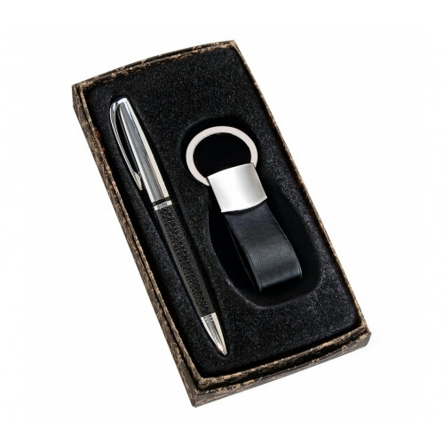 Conjunto Caneta e Chaveiro Sintético e Metal 8x3cm