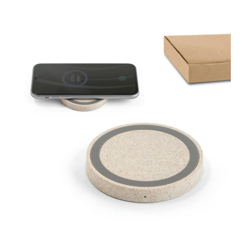 Carregador Wireless em ABS e Fibra de Palha de Trigo Silicone