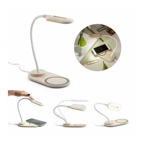 Luminária de Mesa ABS e Fibra de Palha de Trigo com Carregador Wi