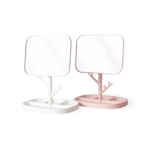 Espelho de Mesa Plástico com Porta-Objetos 30cm