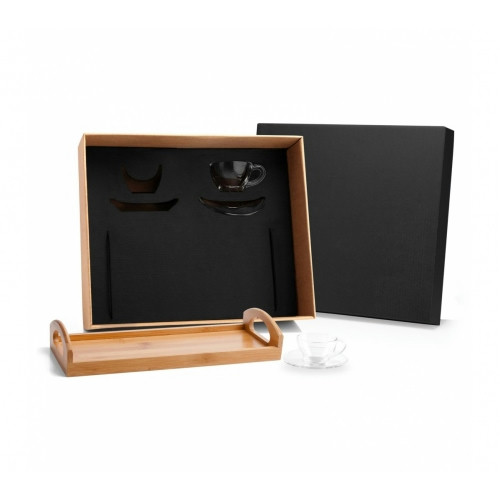 Kit para Café 5 Peças em Bambu e Vidro 32x14,5cm