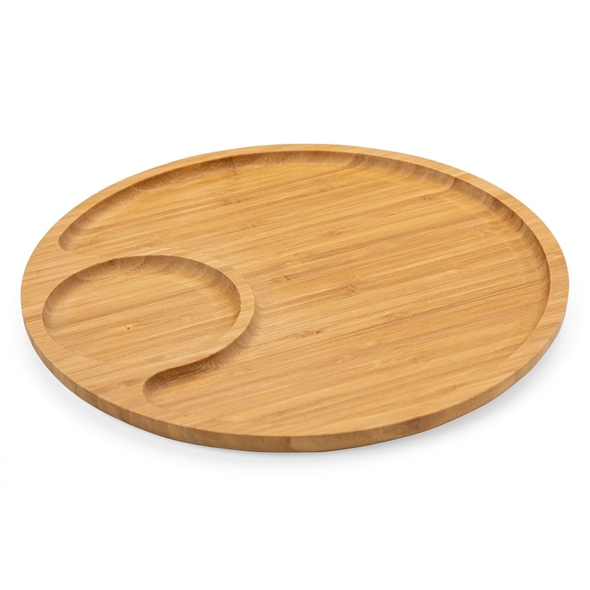 Petisqueira Redonda de Bambu 32cm com Divisória