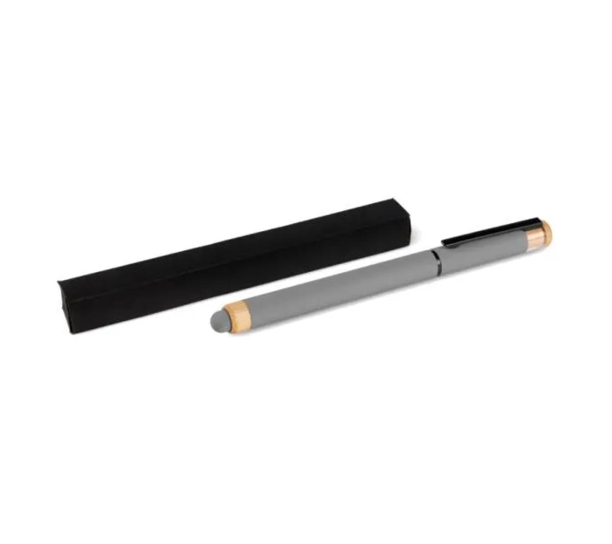 Caneta Roller em Alumínio Reciclado e Bambu Cinza