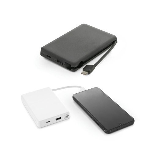 Bateria Portátil ABS Reciclado 10.000 mAh Cabo Integrado