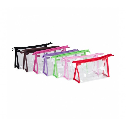 Necessaire PVC com Zíper Colorido Nylon 13,5x29cm